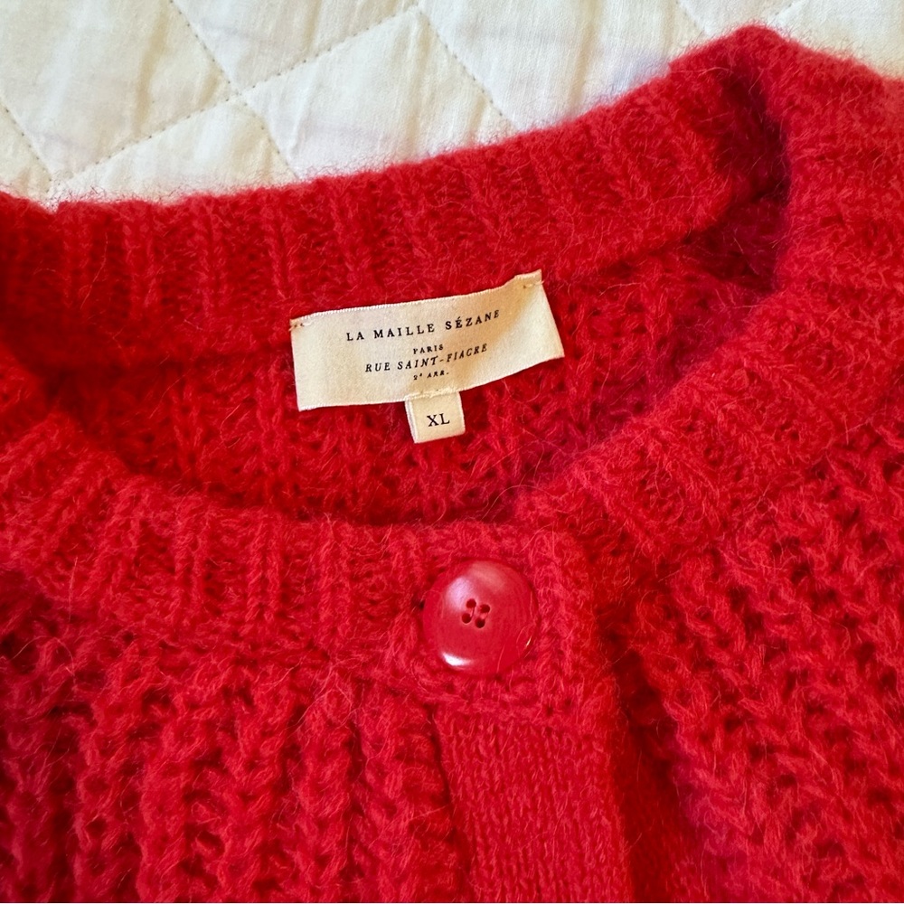 Sezane Emile Red Women's Cardigan Sweater - Picture 6 of 10